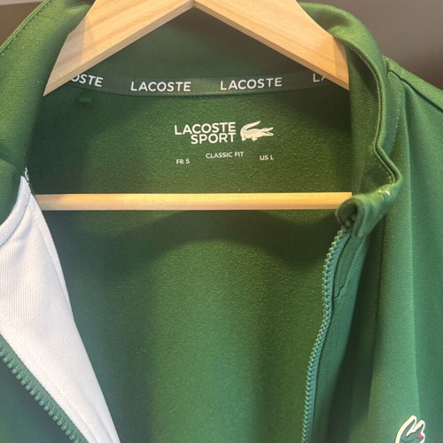 Lacoste jacket L like new, white and green