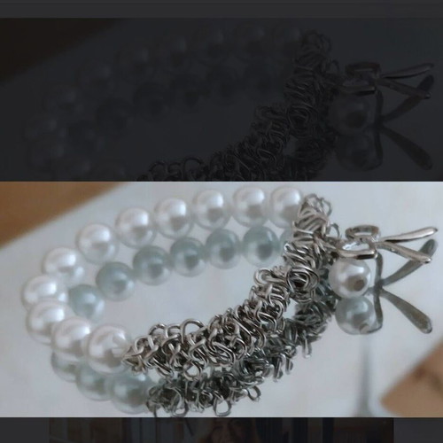 Elegant bracelet with pearls new, white and gray