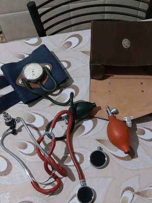 Military German blood pressure monitor used with case