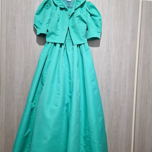 Peter Ellis England Victorian Bardot Evening Gown Dress with Blazer size S like new