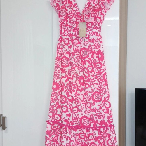 Dress new with tag size M, white and pink