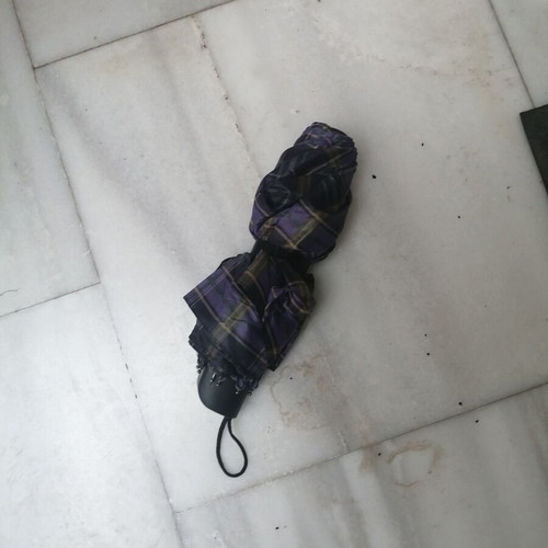 Multicolored folding women's umbrella like new, gray and purple