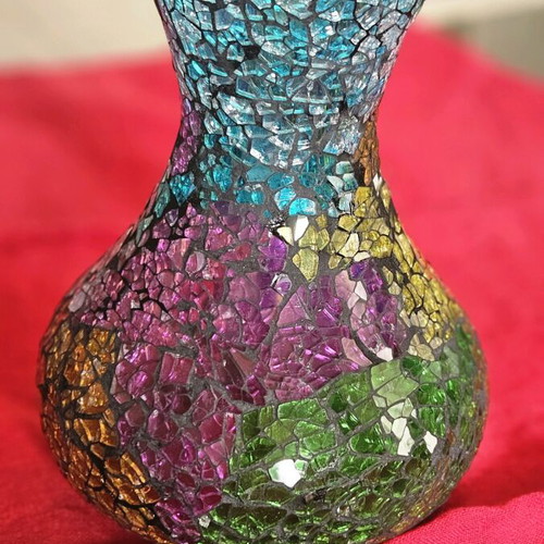 Colorful mosaic handmade vase new from Spain