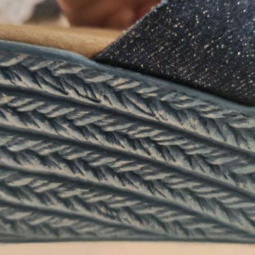 Leather slippers blue with beads size 40, new