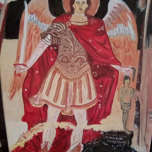 Archangel Michael handmade painting new on canvas with acrylics