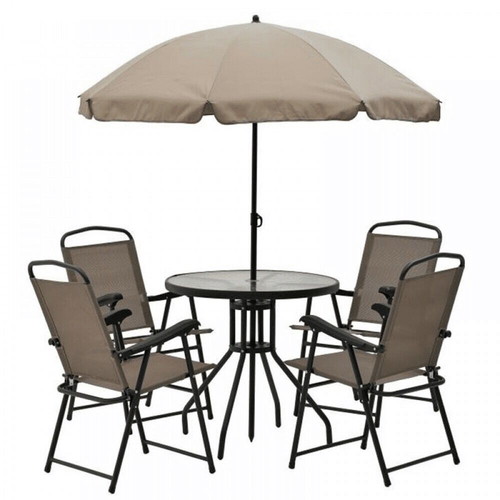 Garden table set new with 4 reclining chairs and umbrella