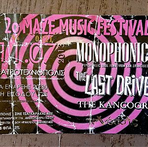 2 συλλεκτικά εισιτήρια από Monophonics, Last Drive, The Kangaroos, Puressence από 2002 και 2013