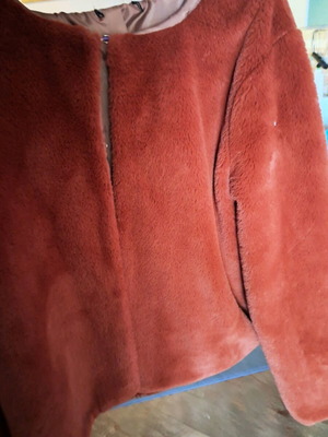 Fur coat used orange without label, size S