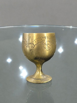 Liqueur Glasses Set of 6 Used Vintage Hand-Etched Bronze EPNS 1960-1970