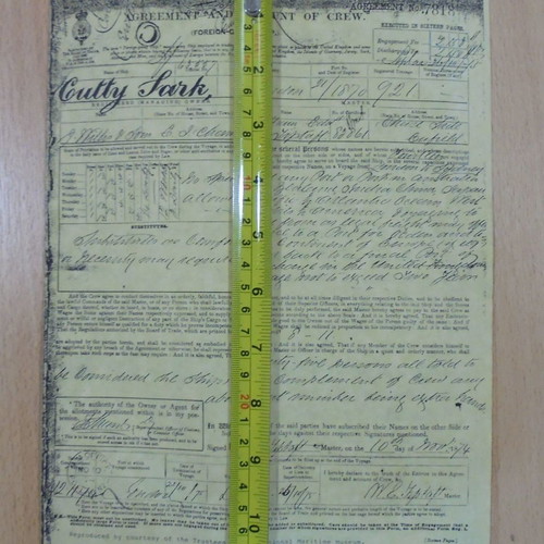 Agreement and account of crew of British ship Cutty Sark used