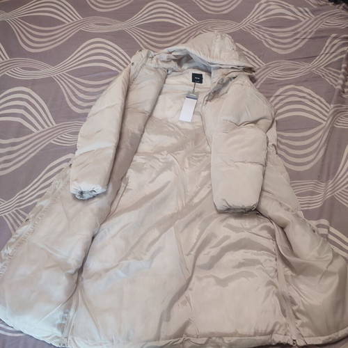 Sinsay girls' beige quilted coat with detachable sleeves, size 164 cm