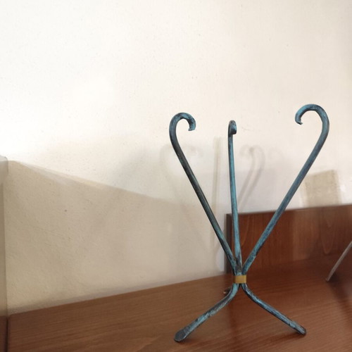 Metal plant pot stand like new with gold detail