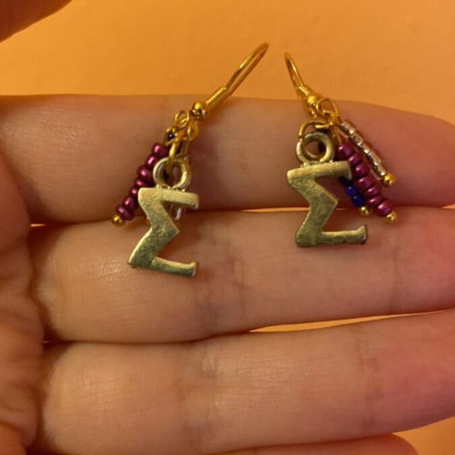 Handmade earrings Sigma with gold and purple shades