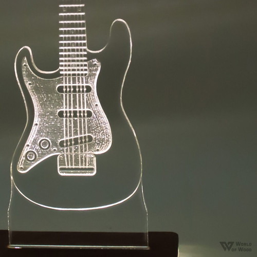 LED lamp Electric Guitar new with wooden base and Plexiglass