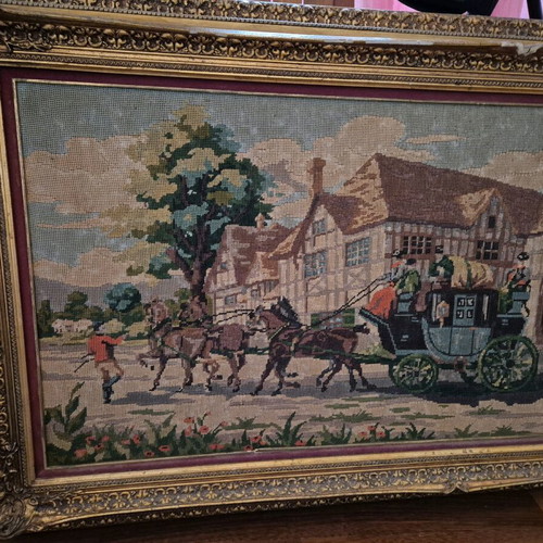 Large embroidered gobelin painting used with carriage