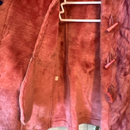 Girls' coat like new, warm, red multicolor, size 128 cm