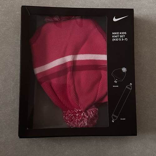 Nike kids pink beanie and scarf set new