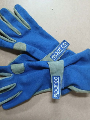 Sparco gloves used for racing car blue