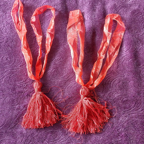 Red curtain tiebacks, set of 2