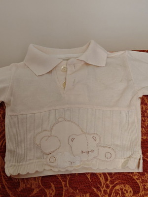 Joom baby polo shirt 6 months, ecru with embroidered bear