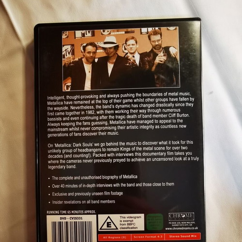 Metallica DVD like new Dark Souls, metal