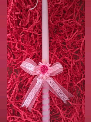 Handmade candle with pink flower new