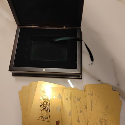 Collectible 24K Gold Playing Cards Casino Porto Carras used with Wooden Case