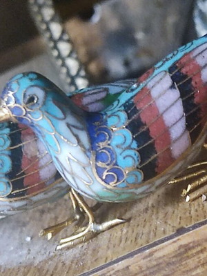 Asian decorative peacock figurines, set of 2