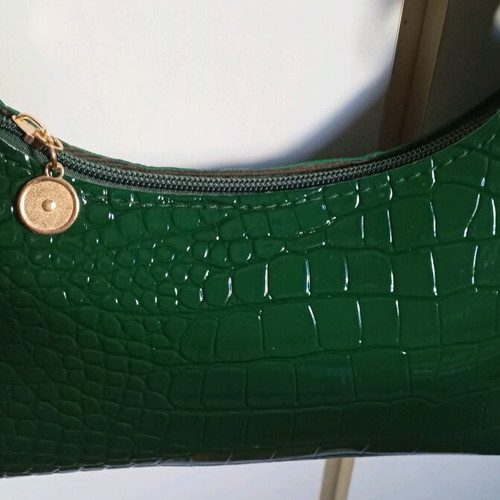 Shoulder bag green faux leather with crocodile effect new