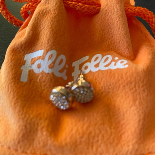Follie Follie earrings rose gold with white rhinestones like new