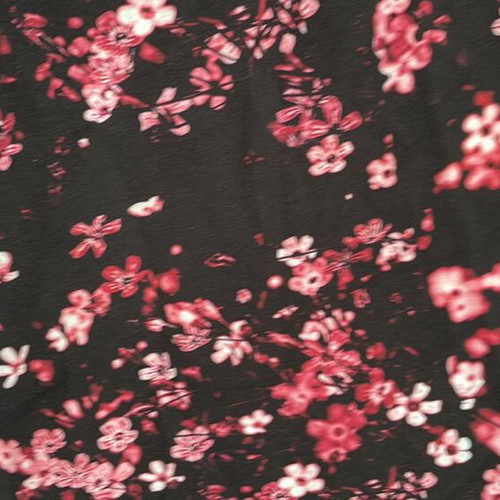Fabric black with pink and white flowers new, 3.20x1.50m