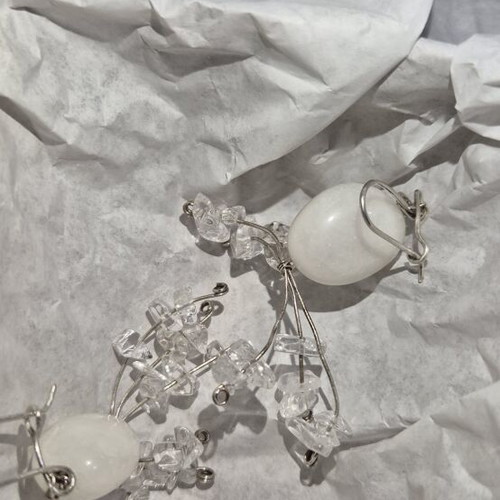 Silver 925 white earrings with crystals