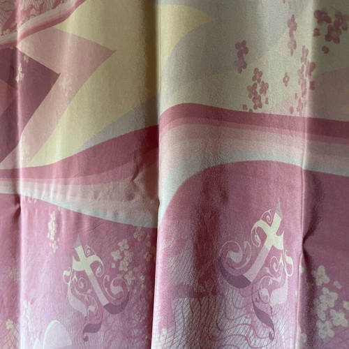 Silk Soufli Scarf like new with print and silk tassels