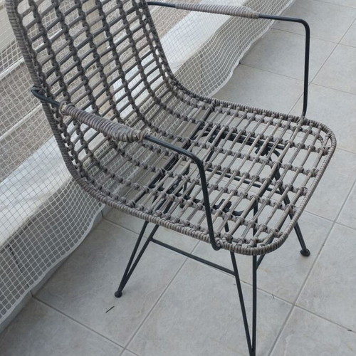 Bamboo armchair set with short table used for outdoor space