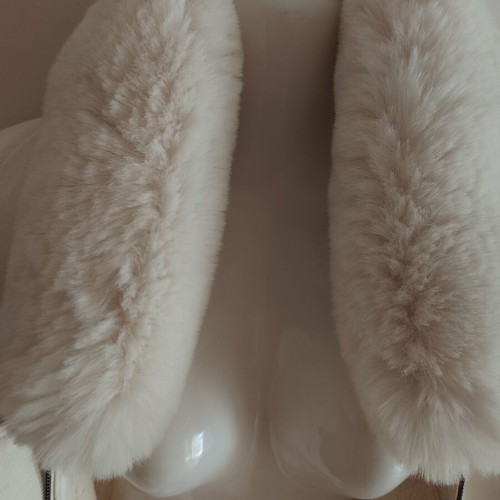 Cape jacket ivory color with soft fur lining, new