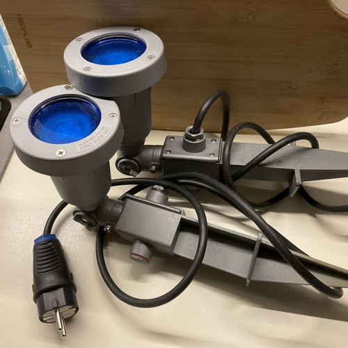 LED Blue Garden Spotlights Set 45 cm, Recessed, Adjustable