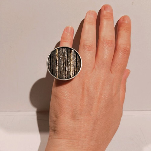 Silver 925 handmade ring used with gold details Katarina Cudic