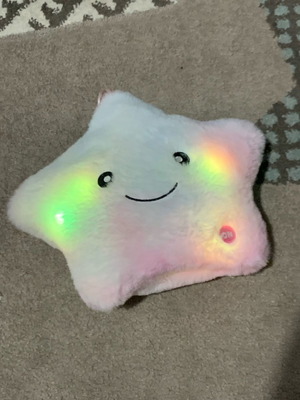 Colorful light-up velvet star pillow new 24 cm