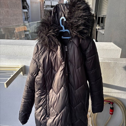 Black women's long jacket with hood like new