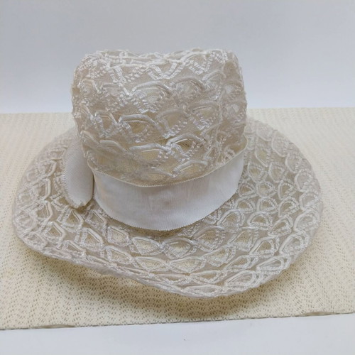 Retro women's summer hat, white, size S