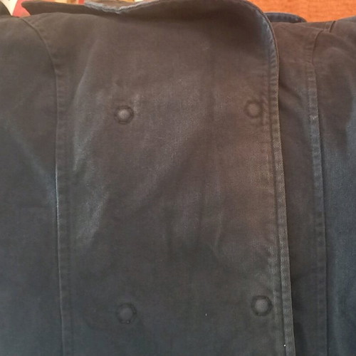 Benetton coat used black XS 98% cotton 2% elastane