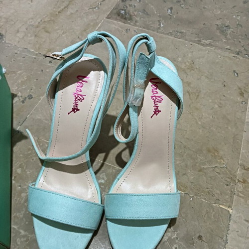 Verde turquoise sandals with thin heel, new, size 38