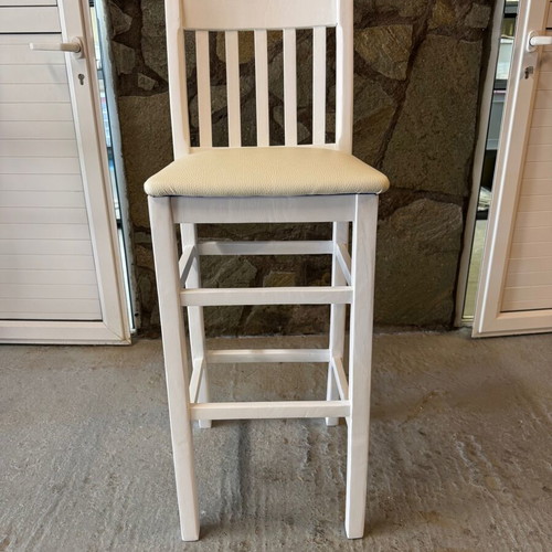 Stool refurbished, white matte lacquer finish