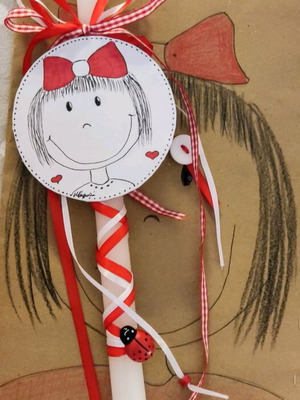 Handmade girl candle new with painted decoration