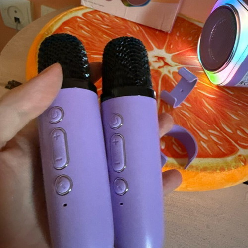 Wireless Karaoke Speaker with 2 Microphones and RGB Lights like new
