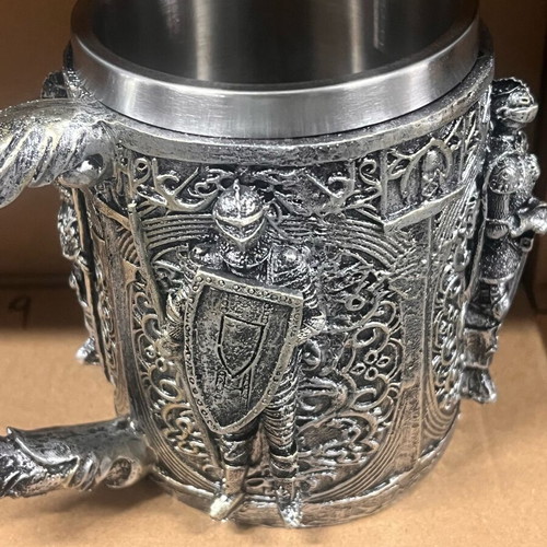 Medieval Knight Mug new, stainless steel and resin