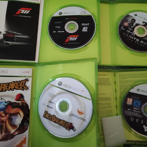 Xbox 360 game pack used with Destiny, FaceBreaker, Forza Motorsport, Saints Row
