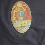 Metal religious icon from Tinos oval like new