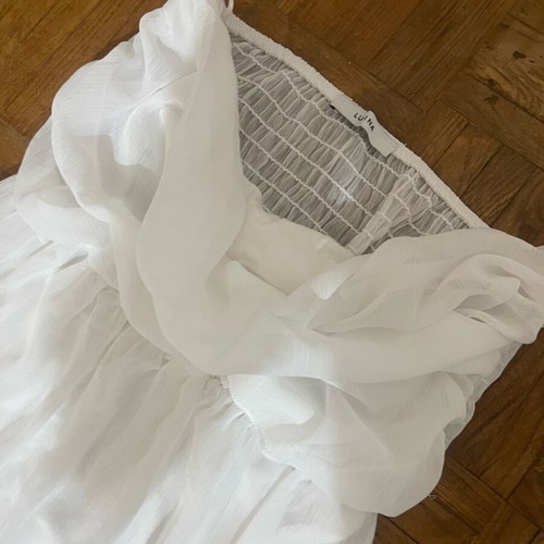 Lumina maxi strapless dress white like new, tulle, size M