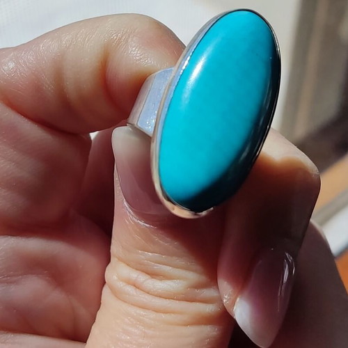 Silver ring 950 with natural turquoise